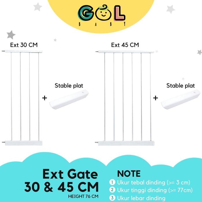 Gambar Extension Baby Safety Gate Pintu Pagar Pengaman Bayi Anak Tangga Dapur - Tinggi 76CM, Extension 30 cm + stable plate, Hitam dari GOL Baby Official Store undefined Tokopedia