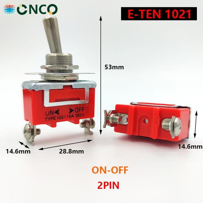 Jual E-TEN 1021 ON OFF Toggle Switch Saklar Tuas 12mm SPST 2 Pin 15A ...