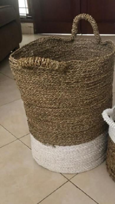 Gambar Keranjang anyaman seagrass/ Laundry basket Jumbo besar natural white - Natural White dari Timandco undefined Tokopedia