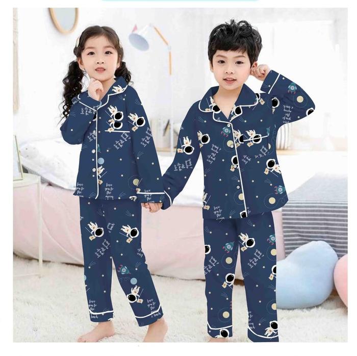 Gambar Piyama Anak PP Lengan Panjang Usia 3-11 Tahun/Pakaian Baju Tidur Anak - PP ASTRO NAVI, S 3-4 TAHUN dari ciahaw undefined Tokopedia