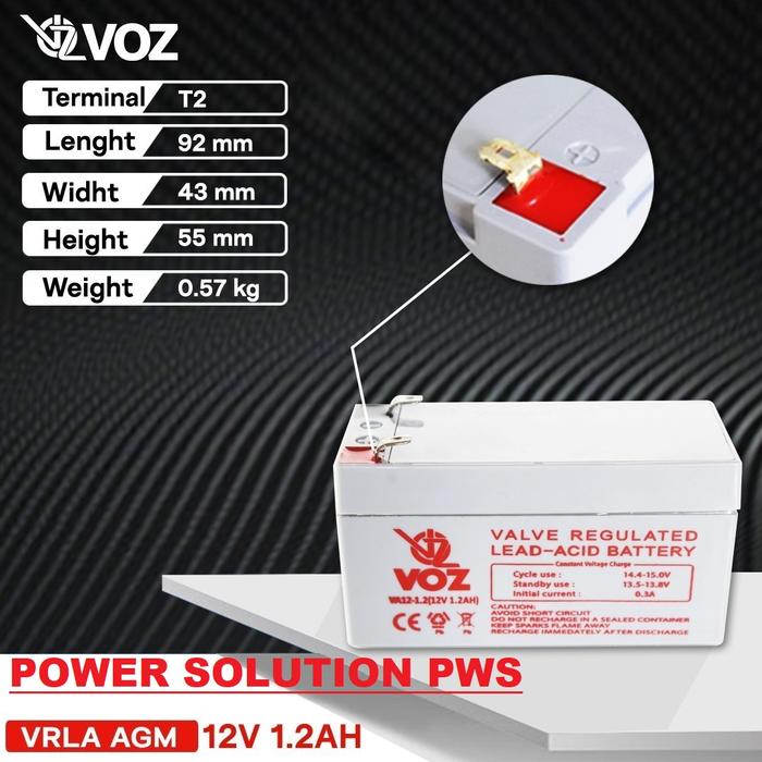 Gambar BATTERY VOZ 12V 1,2AH - Putih dari Power solution pws undefined Tokopedia