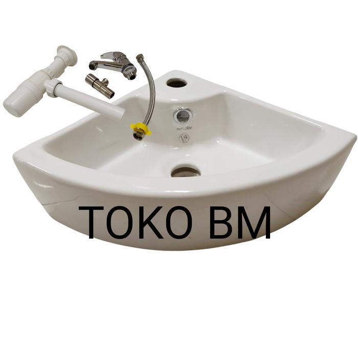 Gambar wastafel sudut/bak cuci tangan sudut sericite - paket A dari Toko-BM_NEW undefined Tokopedia