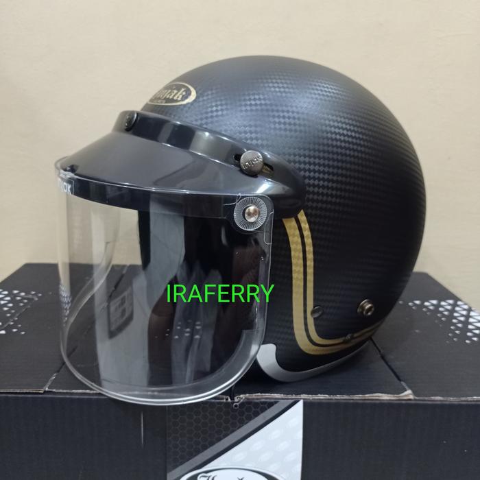 Gambar helm bogo helm retro classic helm injak warna black doff kaca datar - helm kacabening, XL dari ABID HELM undefined Tokopedia