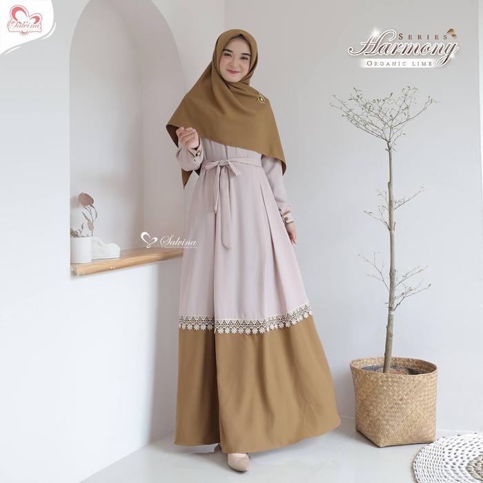 Gambar Harmony Gamis Dewasa Cantik Twotone Wolly Emily Original by Salvina - Organic lime, XS dari Ranest Shop undefined Tokopedia