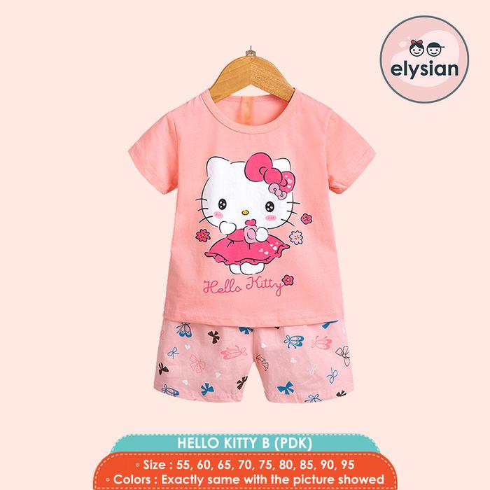 Gambar SETELAN BAJU TIDUR ANAK PEREMPUAN IMPORT PENDEK HELLO KITTY B ELYSIAN - KITTY B PDK, Size 55 dari elysianindonesia undefined Tokopedia