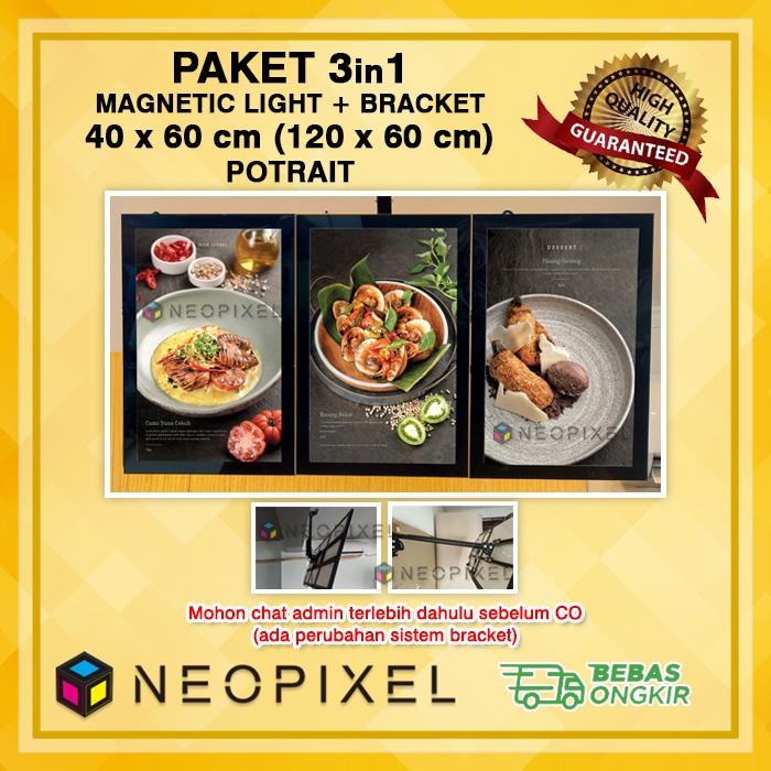 Gambar Neon box menu paket 3in1 - uk 120x60 cm - light box LED menu café - Dengan Printing, Portrait Silver dari Neopixelshop undefined Tokopedia
