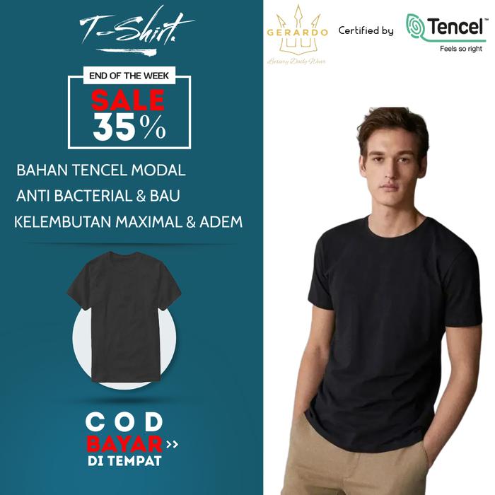 Gambar Luxury Tshirt Kaos Polos Pria Cowo Bahan Tencel 30S Mewah Elegan Adem - JET BLACK dari Gerardo Offical Store undefined Tokopedia