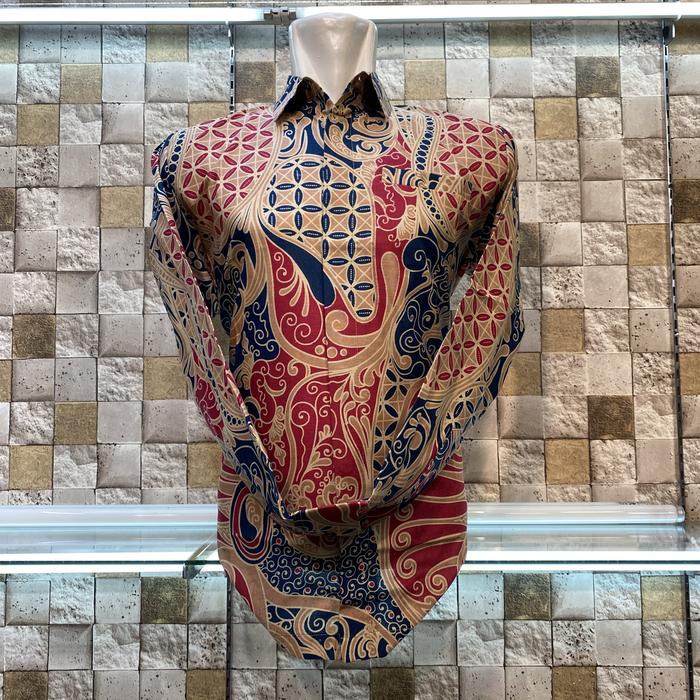 Gambar Baju Batik Tunik Katun Pekalongan Full Lapisan Furing Trikod KB.006 - PRIA, S dari Kawai Batik undefined Tokopedia