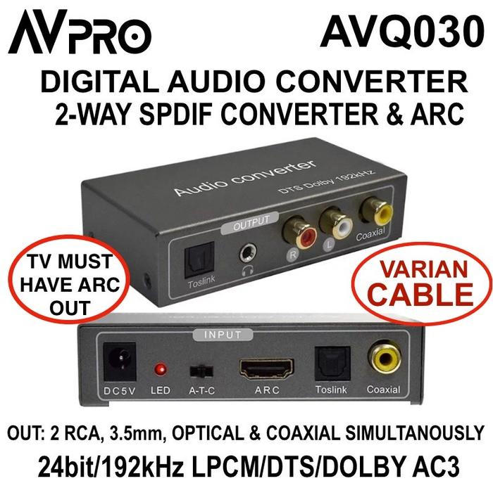 Gambar AVPRO ARC HDMI Audio Return Channel / Extractor to Optical & Coaxial - AVQ030 ARC DAC dari Pro-X Technology undefined Tokopedia