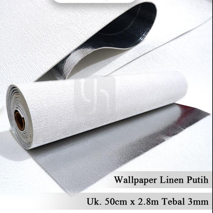 Gambar Wallpaper Foam Linen Roll Wallpaper Dinding - Dekorasi Kamar Tidur - Putih dari homewallpaperr undefined Tokopedia