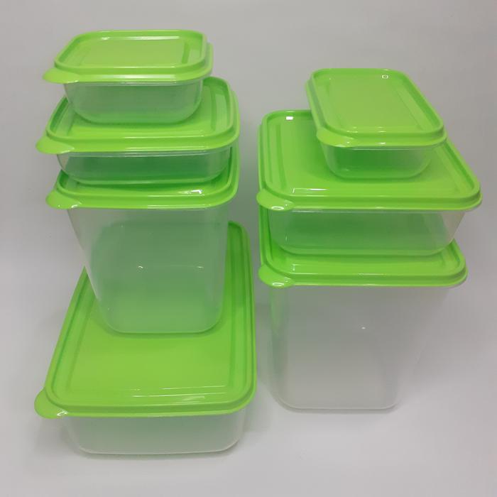 Gambar CONTAINER MAKANAN 14 PCS CONTAINER PLASTIC TEMPAT SAYURAN TOPLES - 7 Bening Hijau dari ELES OL Store undefined Tokopedia