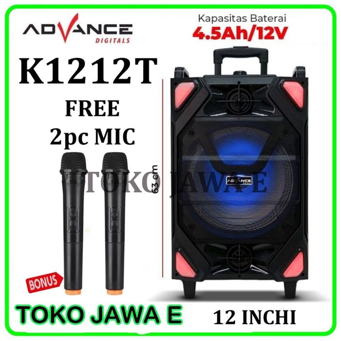 Gambar Speaker Bluetooth Portable Advance K1212T 12 inch+ 2 Mic Wireless dari TOKO JAWA ELECTRIK undefined Tokopedia