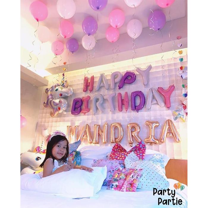 Gambar [Paket Kids] Triple Unicorn Birthday Decoration - 7pcs Huruf, Angka 6 dari PartyPartie undefined Tokopedia