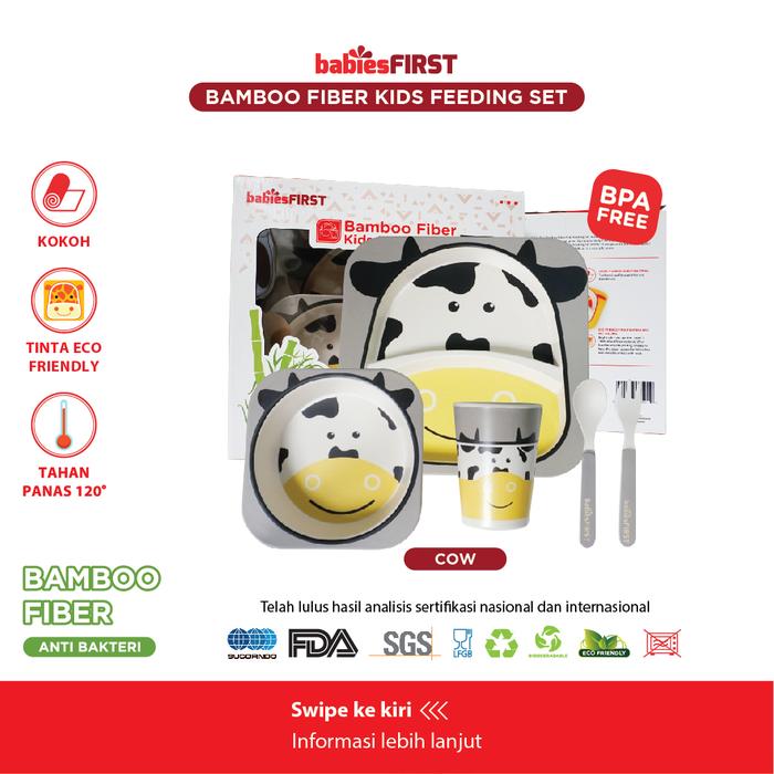 Gambar Babiesfirst Bamboo Fiber Kids Feeding Set / Piring Makan Anak - Cow dari IQAngel undefined Tokopedia