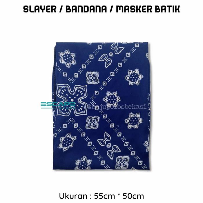 Gambar Bandana Masker Slayer Multifungsi Syal Sapu Tangan Motif Batik - Navy dari Escape Store undefined Tokopedia