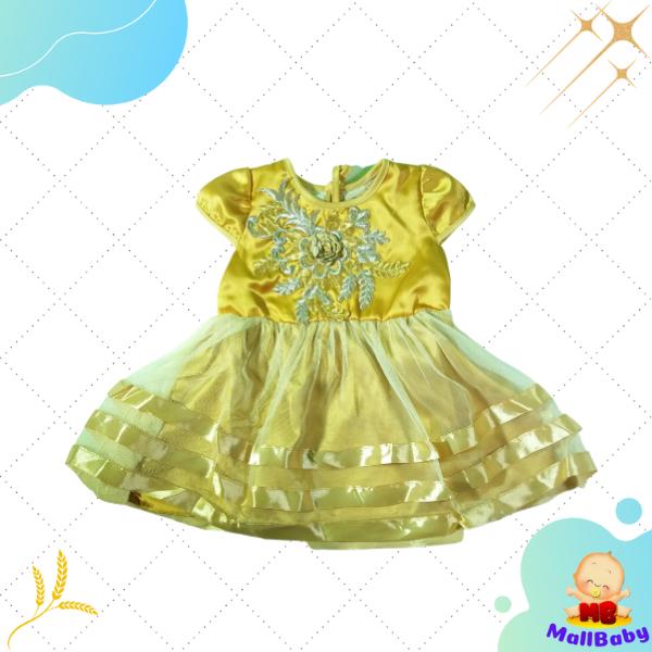Gambar Baju Bayi Perempuan 0-6 Bulan Dress Bayi Perempuan Newborn Aleeza - Gold ukuran M dari Mall-Baby undefined Tokopedia
