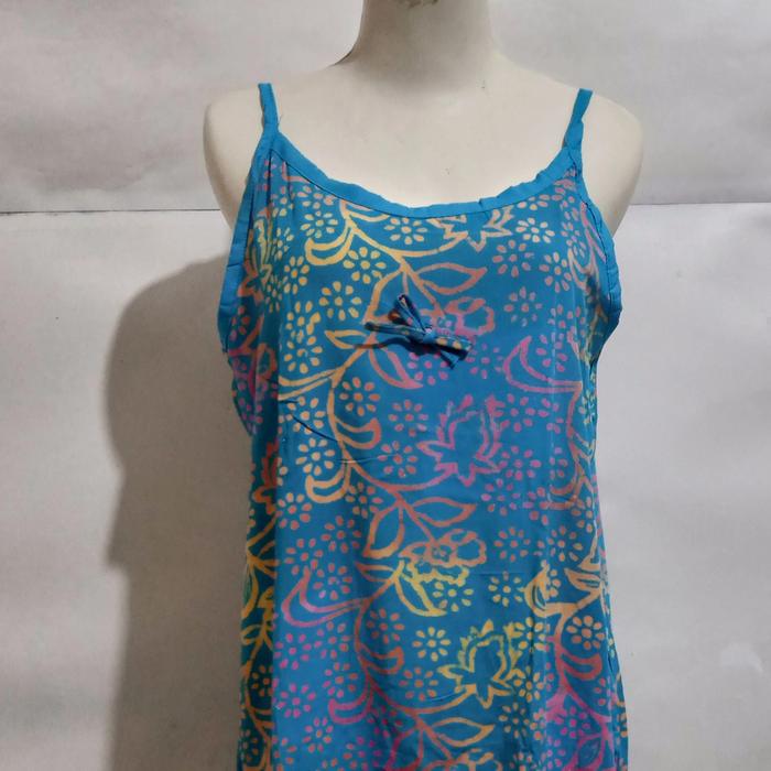 Gambar daster batik tali kecil motif bunga - Biru dari Batik Jempol undefined Tokopedia