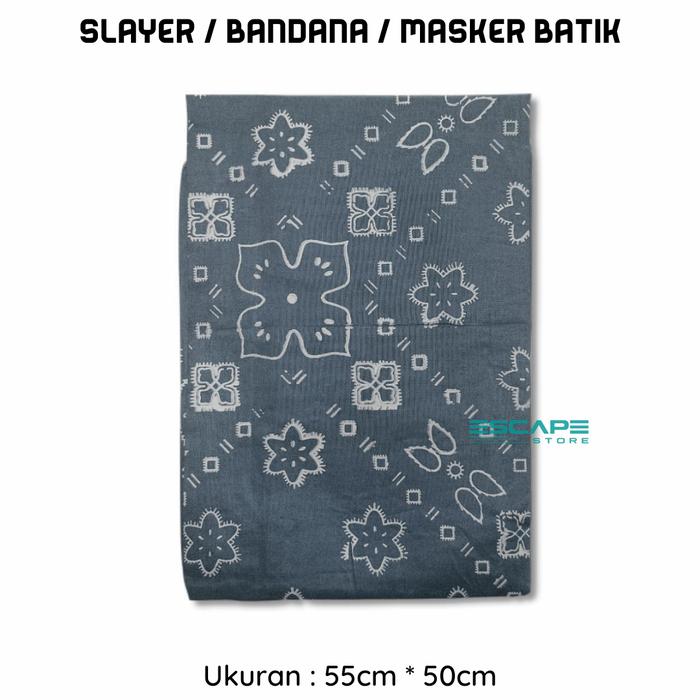 Gambar Bandana Masker Slayer Multifungsi Syal Sapu Tangan Motif Batik - Abu-abu dari Escape Store undefined Tokopedia