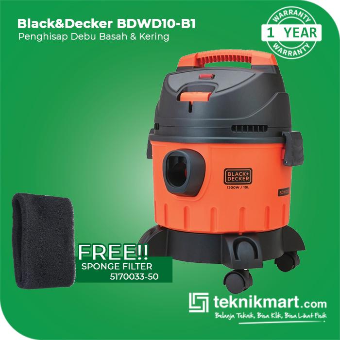 Gambar Black+Decker Dry & Wet Vacuum Cleaner/Penghisap Debu Basah & Kering 1200W BDWD10-B1 - WITH FILTER dari Teknikmart undefined Tokopedia