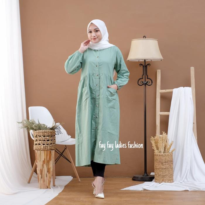 Gambar MIDI DRESS KATUN LINEN RAMI PREMIUM / POKITA MIDI DRESS KATUN LINEN - Mint dari fay fay online shop undefined Tokopedia