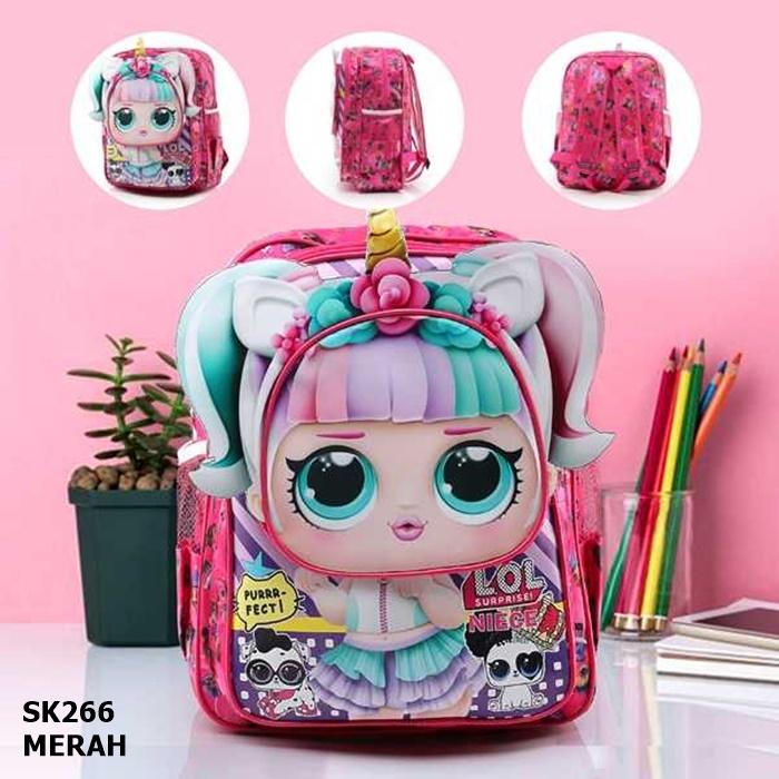 Gambar Tas Backpack/Ransel/Punggung Sekolah Anak Perempuan/Cewek LOL SD/TK - Merah, All Size dari muthmainnah84 undefined Tokopedia