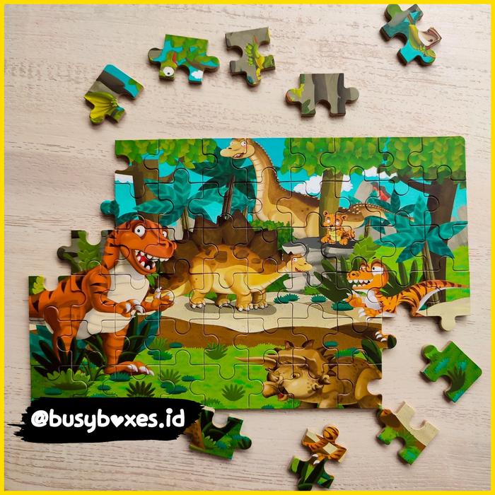 Gambar [busyboxes.id] Mainan Edukasi Puzzle Kayu Dinosaurus animals 3D puzzle dari busyboxes undefined Tokopedia
