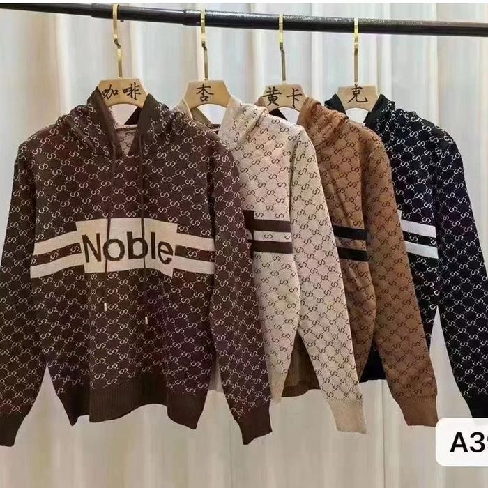 Gambar ONNIFASHION Hoodie Wanita Rajut Outerwear Branded Knit Import 392 - Hitam dari onniefashion undefined Tokopedia