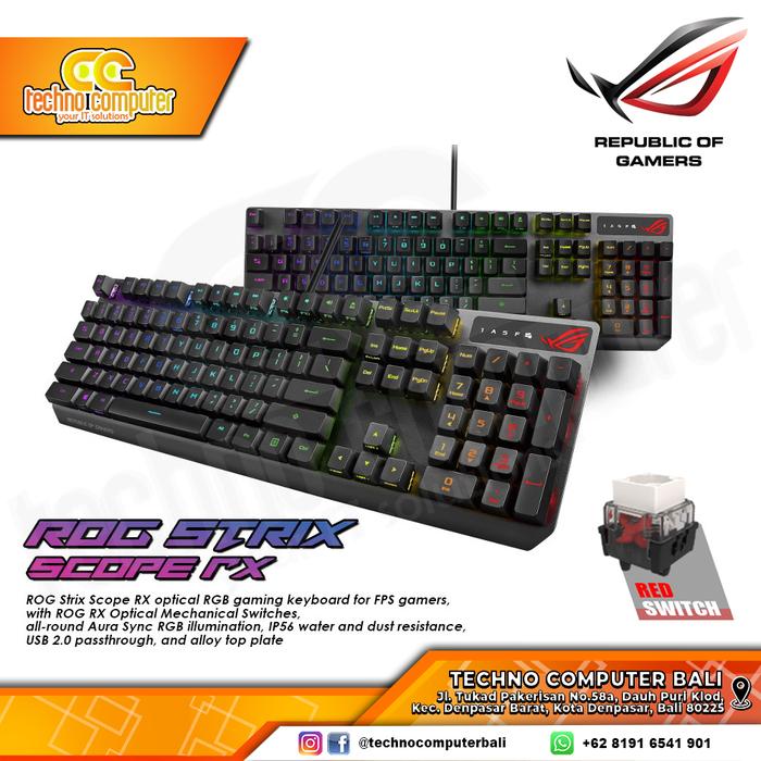 Gambar KEYBOARD ASUS ROG Strix Scope RX - Optical RGB Gaming Keyboard - RED SWITCH dari Techno Computer Bali undefined Tokopedia