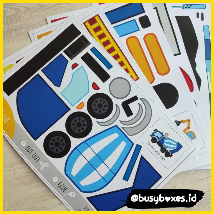 Gambar [busyboxes.id] cut and glue seri kendaraan vol.1 mainan edukasi dari busyboxes undefined Tokopedia