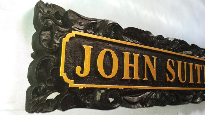 Gambar Papan Nama Dinding kayu persegi Ukiran Khas Bali Motif Samblung - Hitam, Panjang 40cm dari MadeSukawati undefined Tokopedia