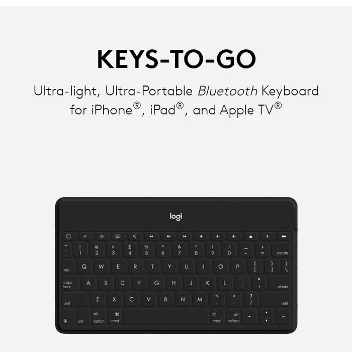Gambar Logitech Keys To Go Keyboard Wireless for iPad, iPhone, Apple TV - Black dari gadgetasli undefined Tokopedia
