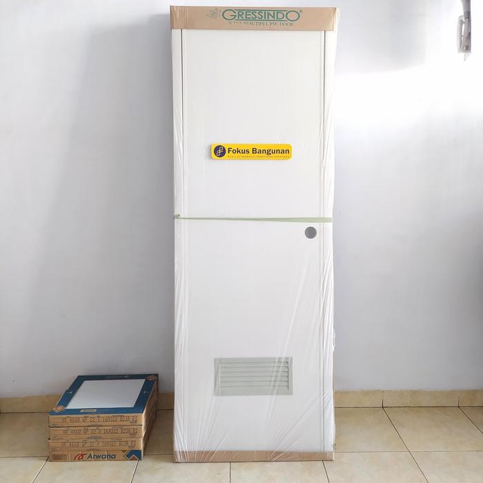 Gambar Pintu PVC Kamar Mandi WC SET grendel+engsel+kusen / PVC Door warna - Putih dari FokusBangunan undefined Tokopedia
