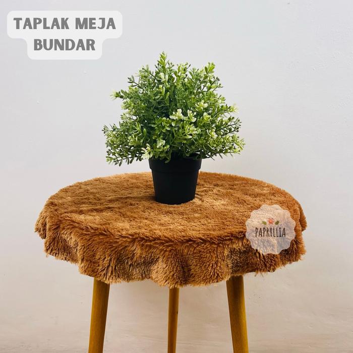 Gambar Krucils Store - Taplak Meja Aesthetic Bulu Bundar Bulat Diameter 50cm - CoklatMudaRasfu dari KRUCILS.STORE undefined Tokopedia