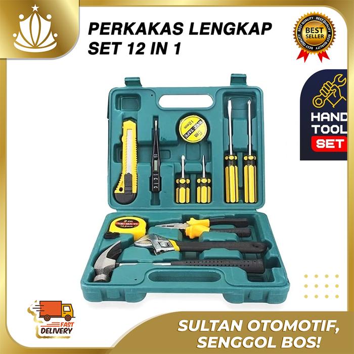 Gambar Hand Tools Tool kit LENGKAP Set 12in1 Perkakas Pertukangan Obeng Tang dari Mahkota Indo Trading undefined Tokopedia