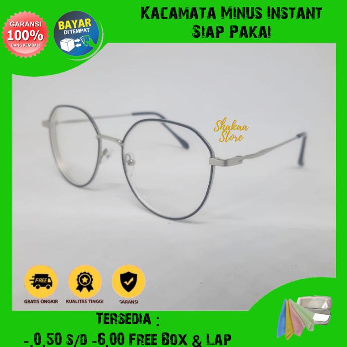 Gambar Kacamata Oval Korea Style Pria Wanita Lensa Minus Anti Radiasi - Silver dari sakhaastore undefined Tokopedia