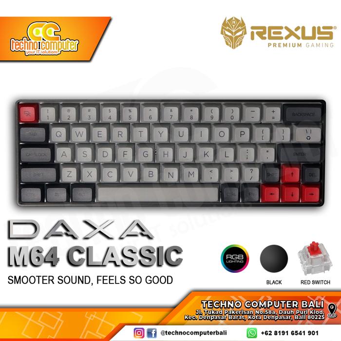 Gambar Keyboard Gaming Rexus Mechanical DAXA M64 CLASSIC - Hitam, Blue dari Techno Computer Bali undefined Tokopedia