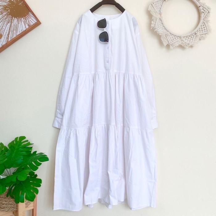 Gambar TUNIK DRESS RUFFLE CATTON PREMIUM 030 JUMBO BISA BUAT BUSUI - Hyoyo Putih 03, L dari siusfashion undefined Tokopedia