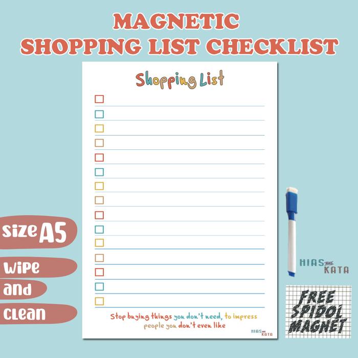 Jual Magnetic Planner shopping list grocery list checklist size A5 ...