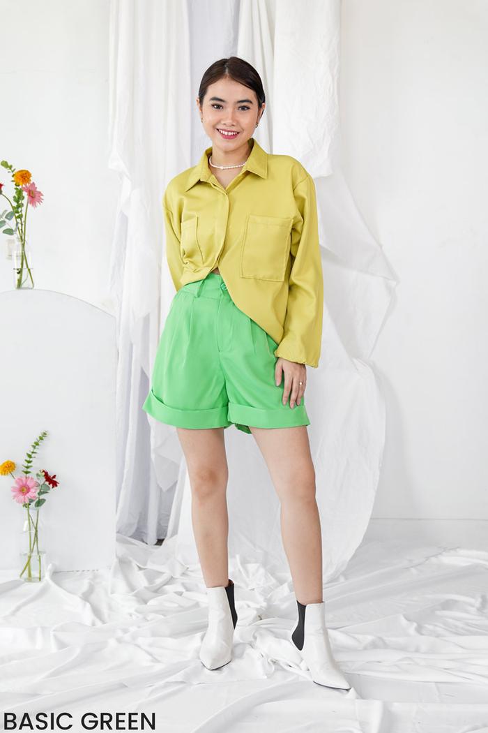 Gambar Celana Pendek Wanita MASON SHORTPANTS hotpants bawahan santai cewek - Green dari inovashion undefined Tokopedia