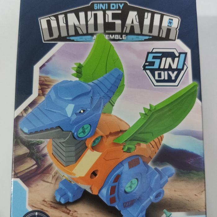 Gambar MAINAN DIY ASSEMBLING DINOSAURUS 5 DINO BISA RAKIT JADI ROBOT BESAR - Biru Muda dari FIRST DRONE undefined Tokopedia