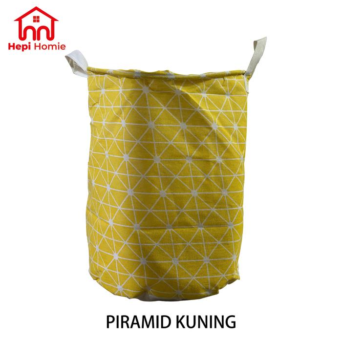 Gambar KERANJANG LAUNDRY BAJU CUCIAN PAKAIAN KOTOR / BASKET STORAGE BAG - PIRAMID KUNING dari HepiHomie undefined Tokopedia