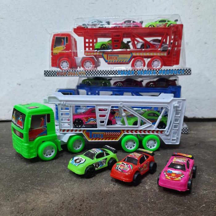 Gambar Mainan Anak Truk Kontainer Isi Mobil Sedan - Mobil Truk Kontainer dari Hafan Toy undefined Tokopedia