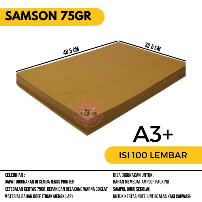 Gambar Kertas Samson A3 Plus 75 gr isi 100 lembar / Kertas Coklat - Parisindo 75gr dari Hope Paper undefined Tokopedia