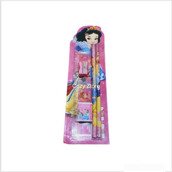 Gambar mini stationery set alat tulis sekolah 5 in 1 karakter lucu - Princess dari Cozy Ztore undefined Tokopedia