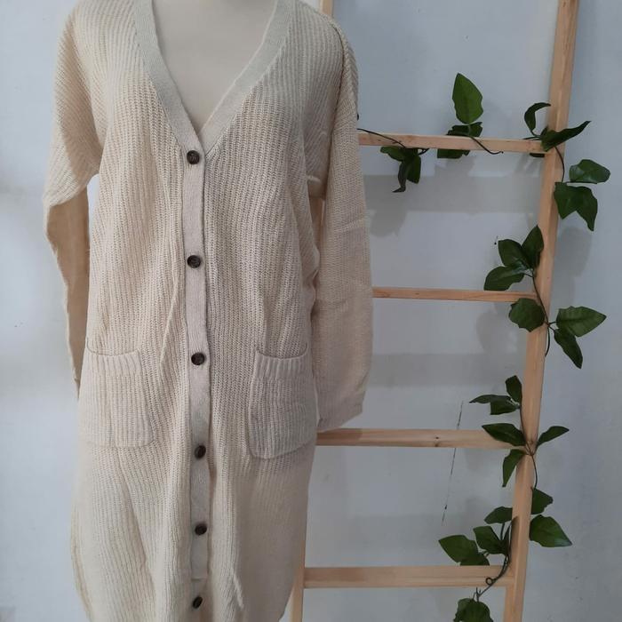 Gambar Cream Long Outer Cardigan dari Thrift By Joneli undefined Tokopedia