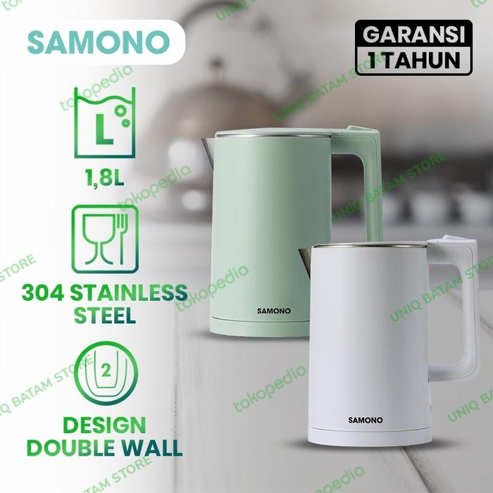Gambar SAMONO 1.8L TEKO LISTRIK DOUBLE WALL PEMANAS AIR STAINLESS SW - R1 dari UNIQ BATAM STORE undefined Tokopedia