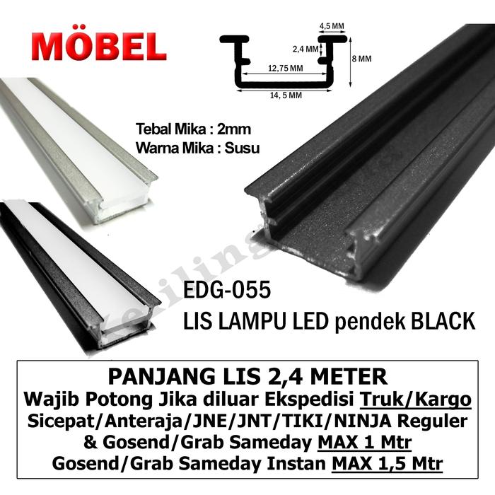 Gambar Lis Lampu LED / Rumah List Lampu Strip Acrylic/ Alumunium DOFT - HITAM (EDG-055) dari Abadi Pinangsia undefined Tokopedia