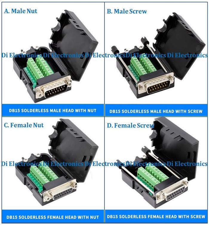 Gambar DB15 Solderless Terminal Screw 2 Row 15 Pin Box Case Cover Male Female - A. MALE NUT dari DI Electronics undefined Tokopedia