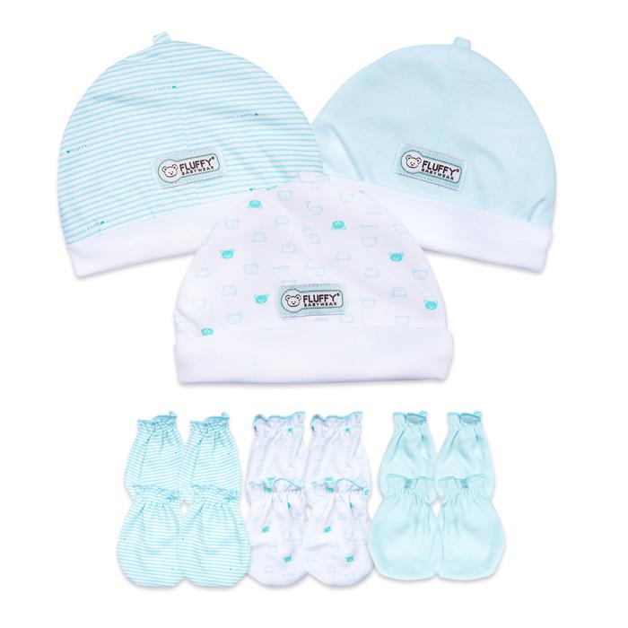 Gambar FLUFFY Bundling Topi Dan Sarung Tangan Kaki (Isi 3Pasang) TSTK3 MIX NB - Hijau, 0-3 Bulan dari Fluffy Baby Store undefined Tokopedia