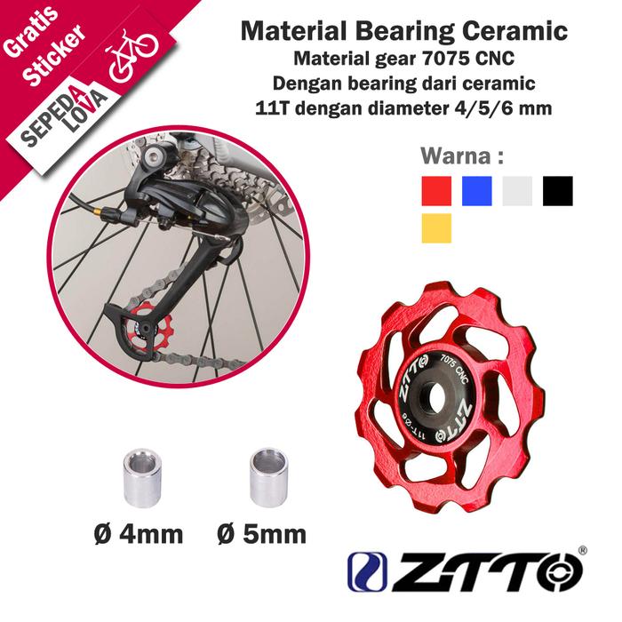 Gambar Pulley RD Sepeda Jockey Wheel ZTTO 11T 4 5 6 mm Ceramic Bearing - Merah dari Sepedalova undefined Tokopedia
